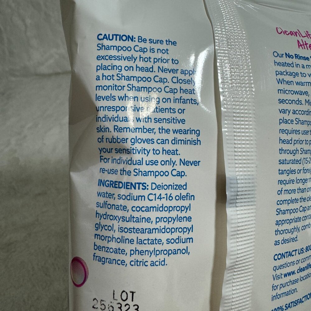 Cleanlife No Rinse Shampoo Cap Lot of 6 Packages new - Picture 5 of 6